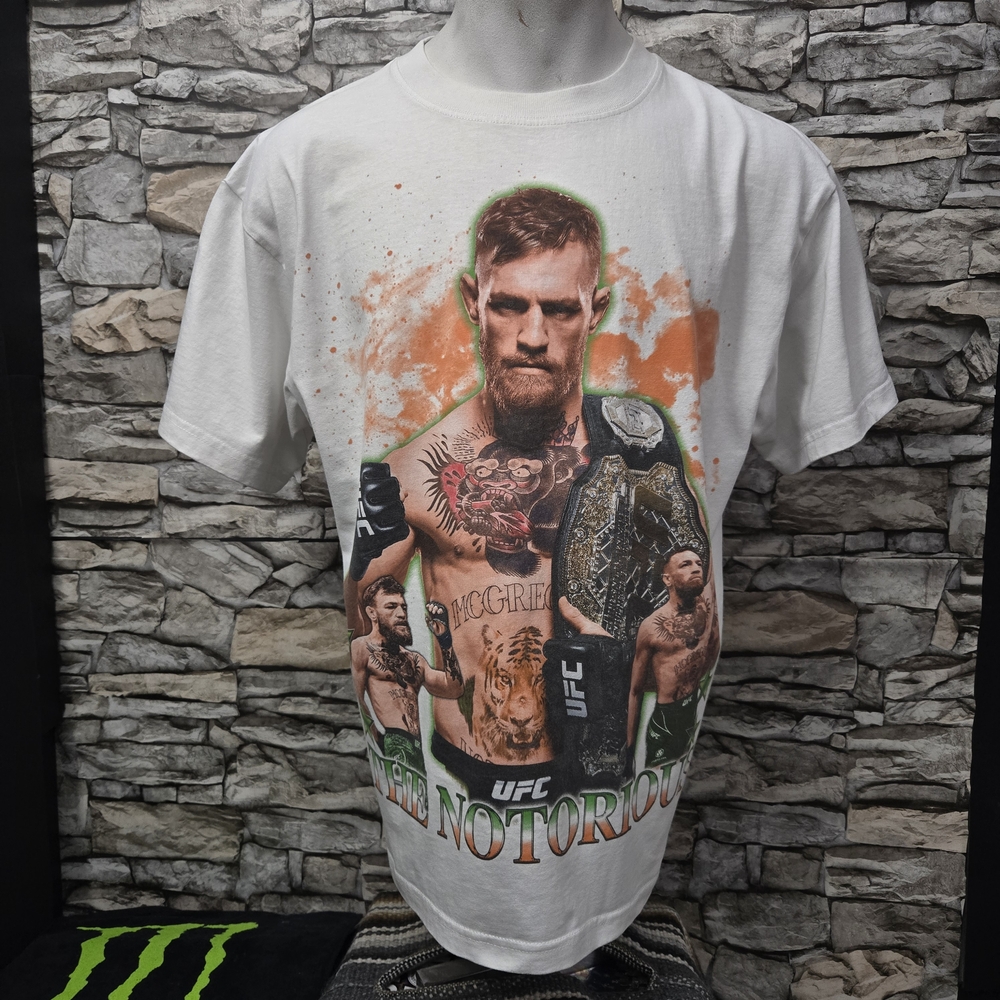 UFC Connor McGregor White and Orange Men Size Medium Graphic Tee
